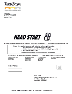 Head Start Application Form