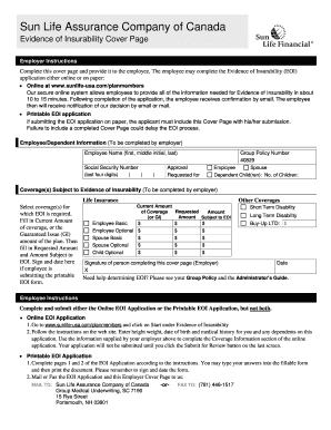 Sun Life Evidence of Insurability Form