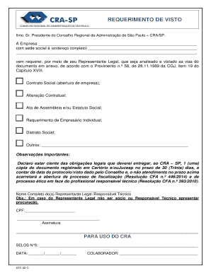 Requerimento de Visto