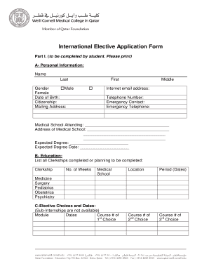 International Elective Application Form