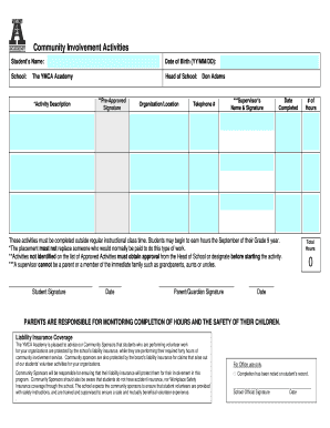 Ontario Community Involvement Activity Record