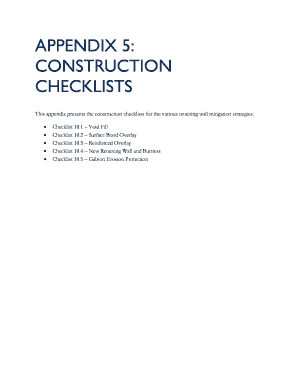 Retaining Wall Construction Checklists