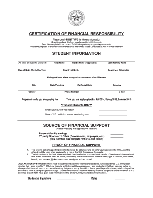 Certification of Financial Responsibility