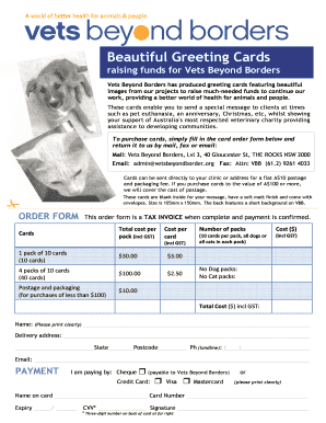 Vets Beyond Borders Greeting Card Order Form