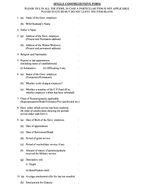 West Bengal Pension Application Form