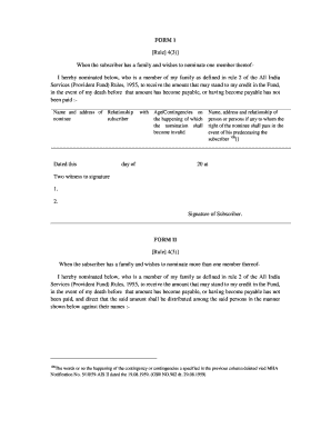All India Services Provident Fund Nomination Form