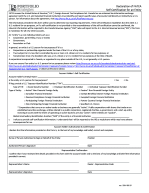 FATCA Self-Certification for Entity