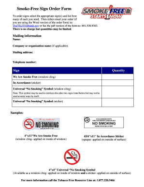 Smoke-Free Sign Order Form