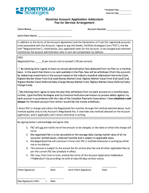 Nominee Account Application Addendum