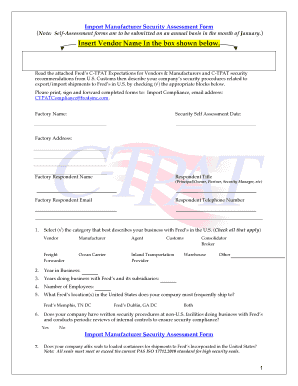 Import Manufacturer Security Assessment Form