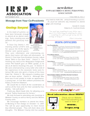 IRSPA Annual Meeting Registration Form