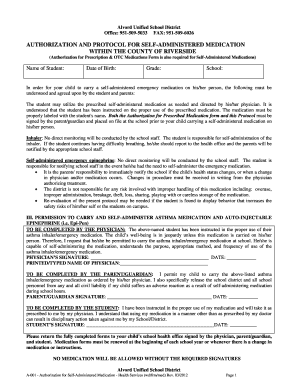 Authorization for Self-Administered Medication