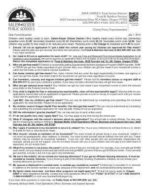 Free and Reduced Price School Meals Application