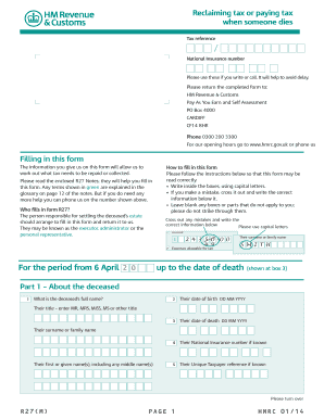 UK Inheritance Tax Form R27