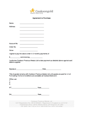Purchase Agreement for Precious Metals