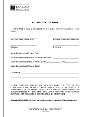 CEU Verification Form