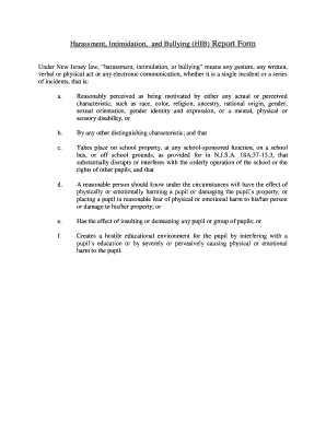 New Jersey HIB Report Form