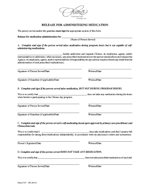 Release for Administering Medication