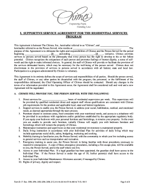 Supportive Service Agreement for Residential Services