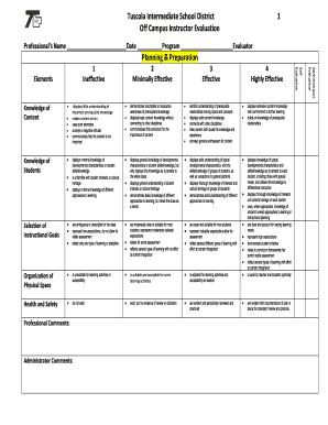 Off Campus Instructor Evaluation Form