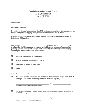 Transition Services Consent Form