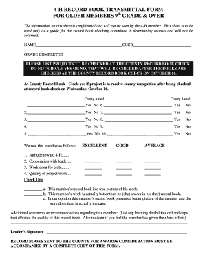 4-H Record Book Transmittal Form