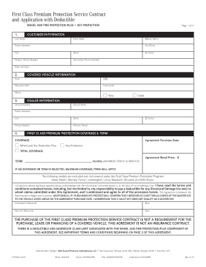 First Class Premium Protection Service Contract