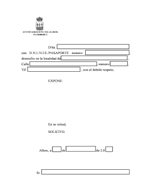 Formulario de solicitud del Ayuntamiento de Albox