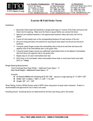Exterior Bi Fold Order Form