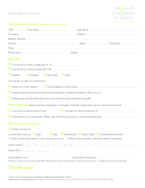 M nash Donation Form Chidren s Hospital - monashchildrenshospital