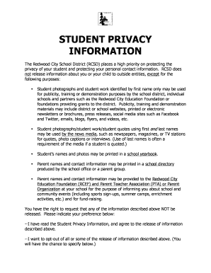 Student Privacy Information Form