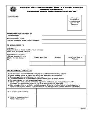 Application form - Nimhans