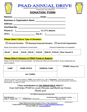 Pennsylvania Deaf Society Donation Form