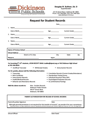 Request for Student Records