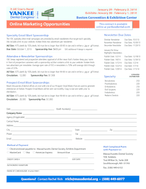 Yankee Dental Congress Exhibitor Registration Form