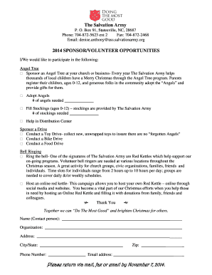 Salvation Army Volunteer Opportunities Form