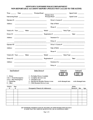 Newtown Township Non-Reportable Accident Report