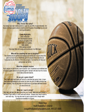 Basketball Clinic Registration Form