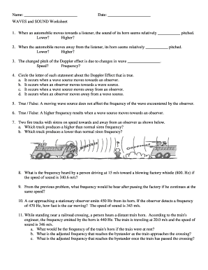 WAVES and SOUND Worksheet