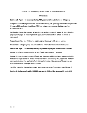 Community Habilitation Authorization Form