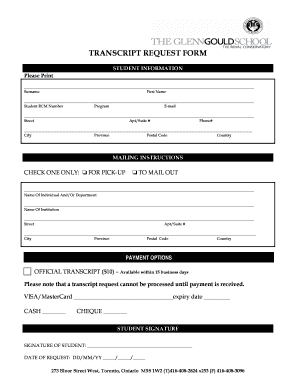 Student Transcript Request Form