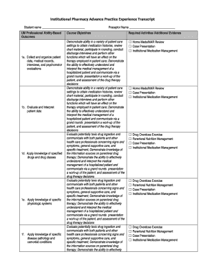 Institutional Pharmacy Advance Practice Experience Transcript