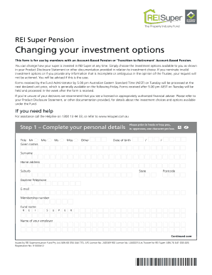 REI Super Pension Investment Change Form