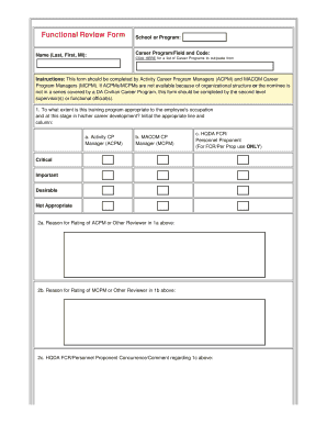 Functional Review Form - United States Army - cpol army