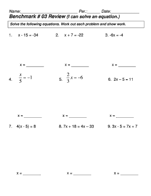 Math Equation Solving Worksheet
