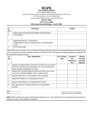 Ballot Form for 26th Annual General Meeting