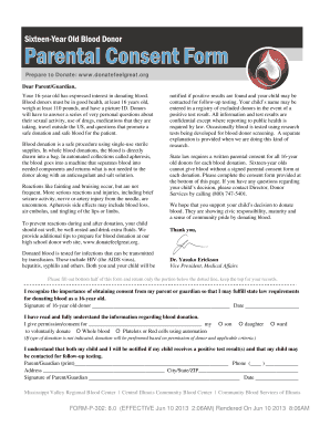 Blood Donation Parental Consent Form
