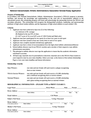 NIAAA Scholar/Essay Application