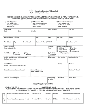 Pregnancy Admission Form