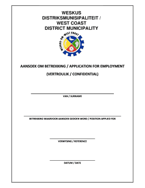 South Africa Employment Application Form